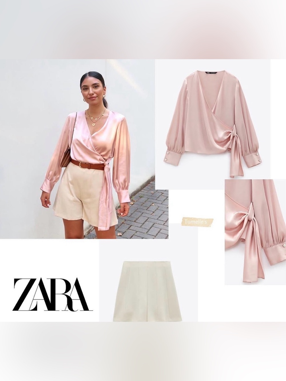 Zara Elegant Pink Wrap Blouse